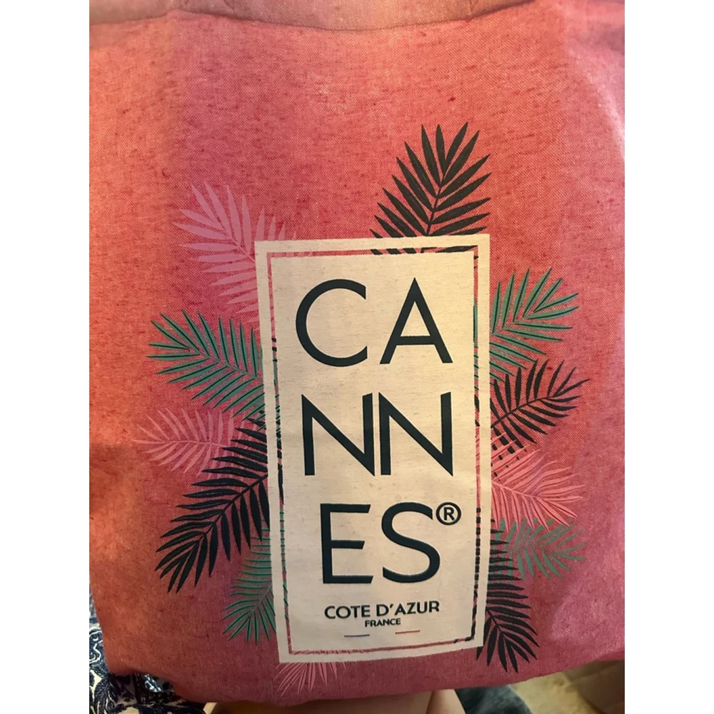 Cannes Côte D’Azur France Official Tote Bag Pink Travel Beach Shopper 13X 14.5